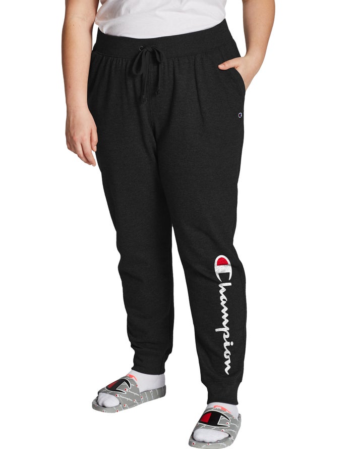 Champion Plus Powerblend Fleece Script Logo Kadın Joggers Siyah ( LOJZDH108 )